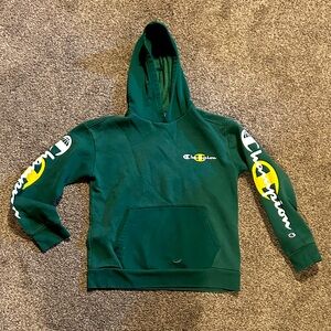 Champion Forest Green Hoodie with Logo Accents
